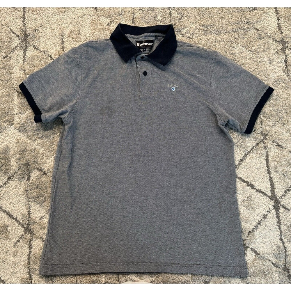 BARBOUR Men's XL Gray 100% Cotton Pique Classic Designer Golf Polo‎ Shirt